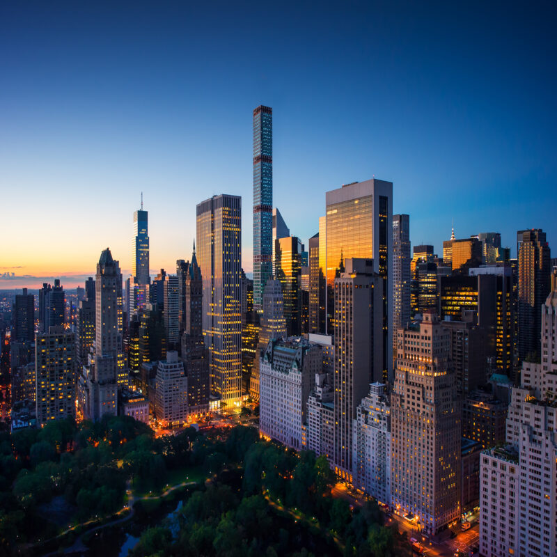 New York City skyline at sunrise