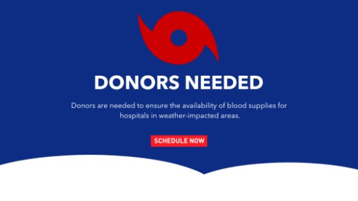 NEW YORK BLOOD CENTER (NYBC) ISSUES URGENT CALL FOR BLOOD DONORS AS SECOND MAJOR HURRICANE TARGETS SOUTHERN U.S.