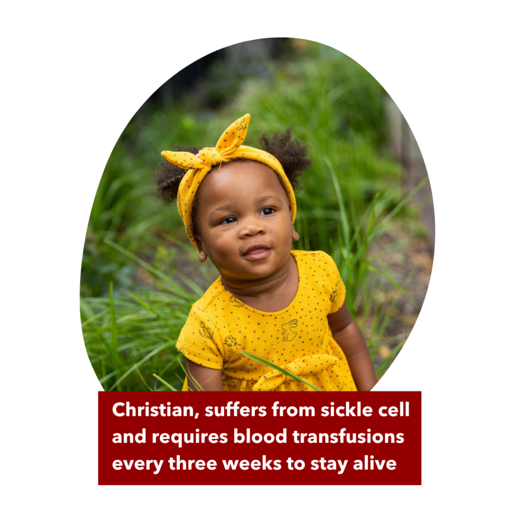 Picture of Christian, who suffers from sickle cell and requires blood transfusions every three weeks to stay alive.