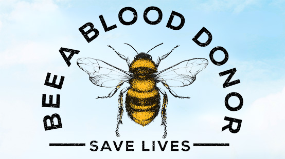 Bee a Blood Donor program logo featuring a yellow and black bumble bee.
