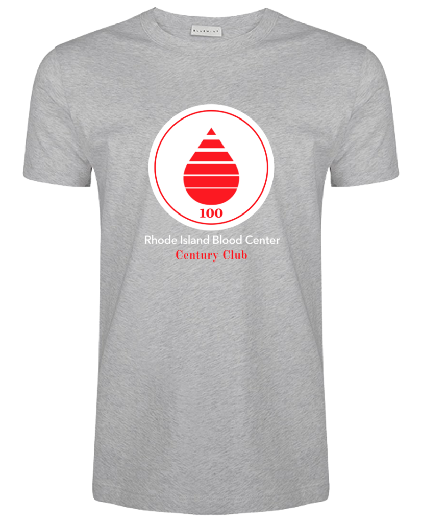 Rhode Island Blood Center Century Club t-shirt for making at least 100 blood donations.