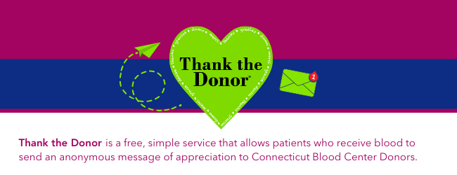 Thank the Donor logo., green heart with Thank the Donor written inside on a blue and purple background.