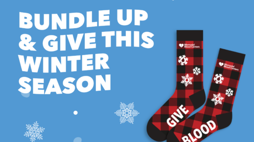 MEMORIAL BLOOD CENTERS CELEBRATES THE HOLIDAY SEASON WITH FESTIVE SOCKS FOR BLOOD DONORS