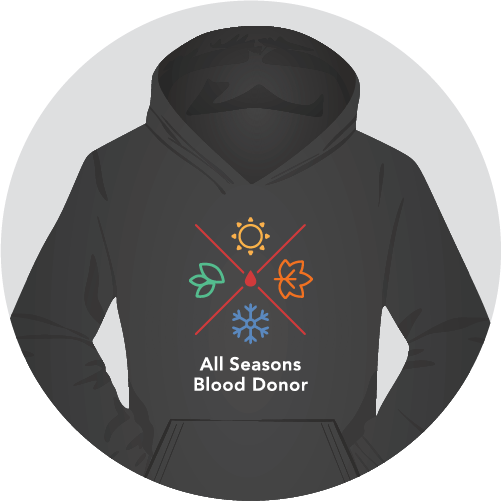 All Seasons Blood Donor hoodie.